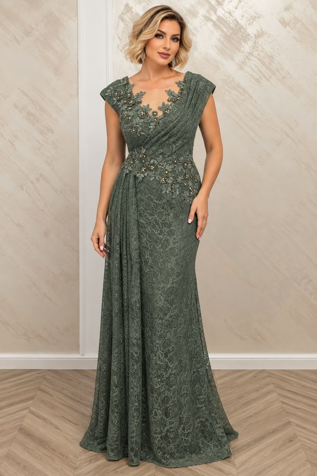 Danielle Lux - Rochie Lunga din Dantela cu Corset Reglabil