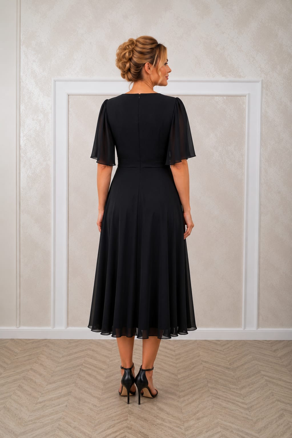 Rochia Stella Midi – Rochie lungime midi din voal cu maneci vaporoase diverse culori