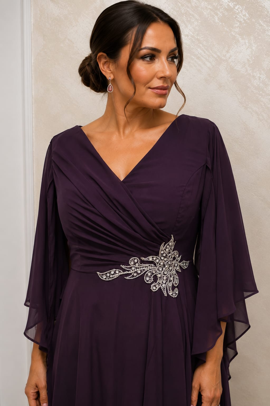 Rochia Monica – rochie eleganta din triplu voal pentru marimi plus size