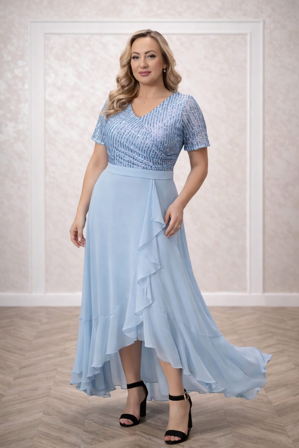 Rochia Blue – Rochie de zi eleganta din voal și paiete, pentru evenimente deosebite