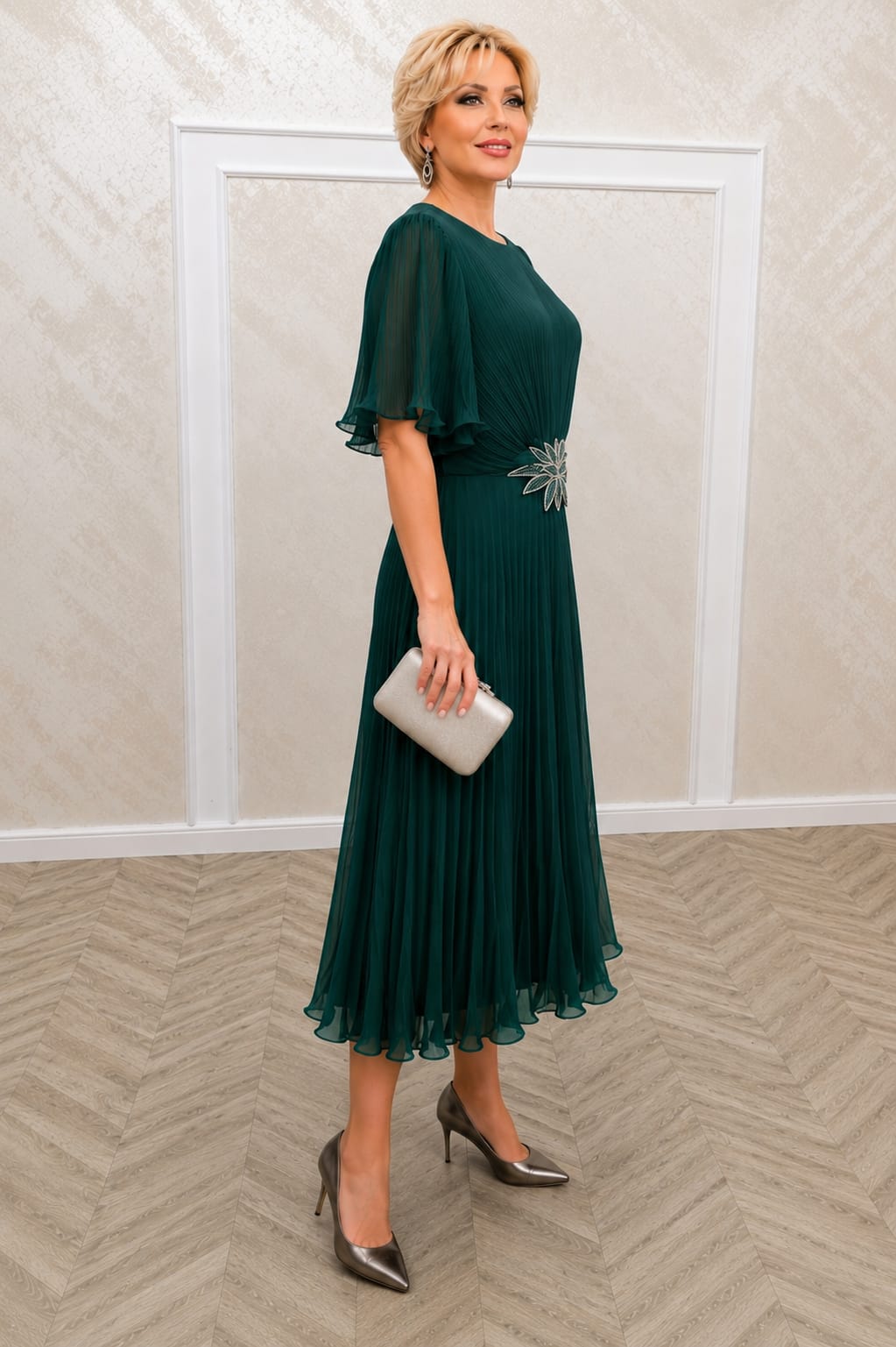 Rochia Dida Midi – Rochie eleganta din voal plisat, usoara si rafinata