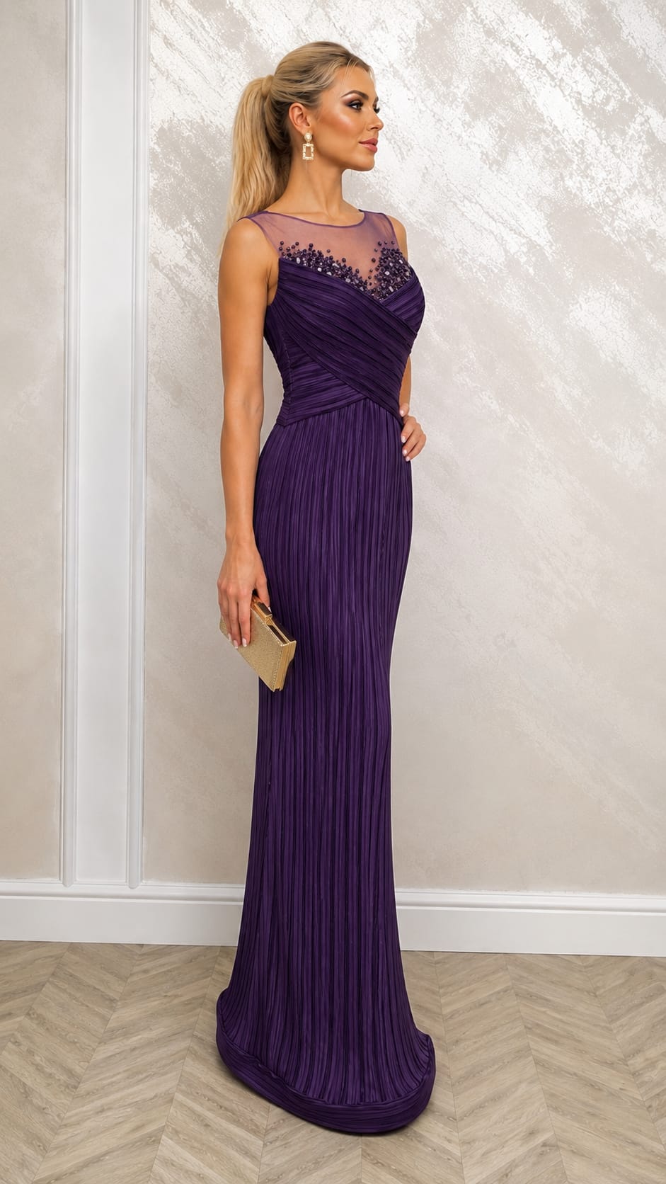 Rochia Holly  – rochie lunga eleganta cu cristale cusute manual