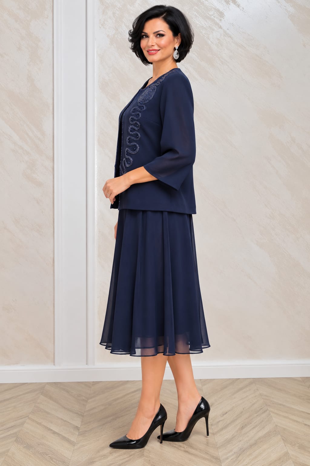 Compleu Claris cu rochie si sacou detasabil pentru nunta
