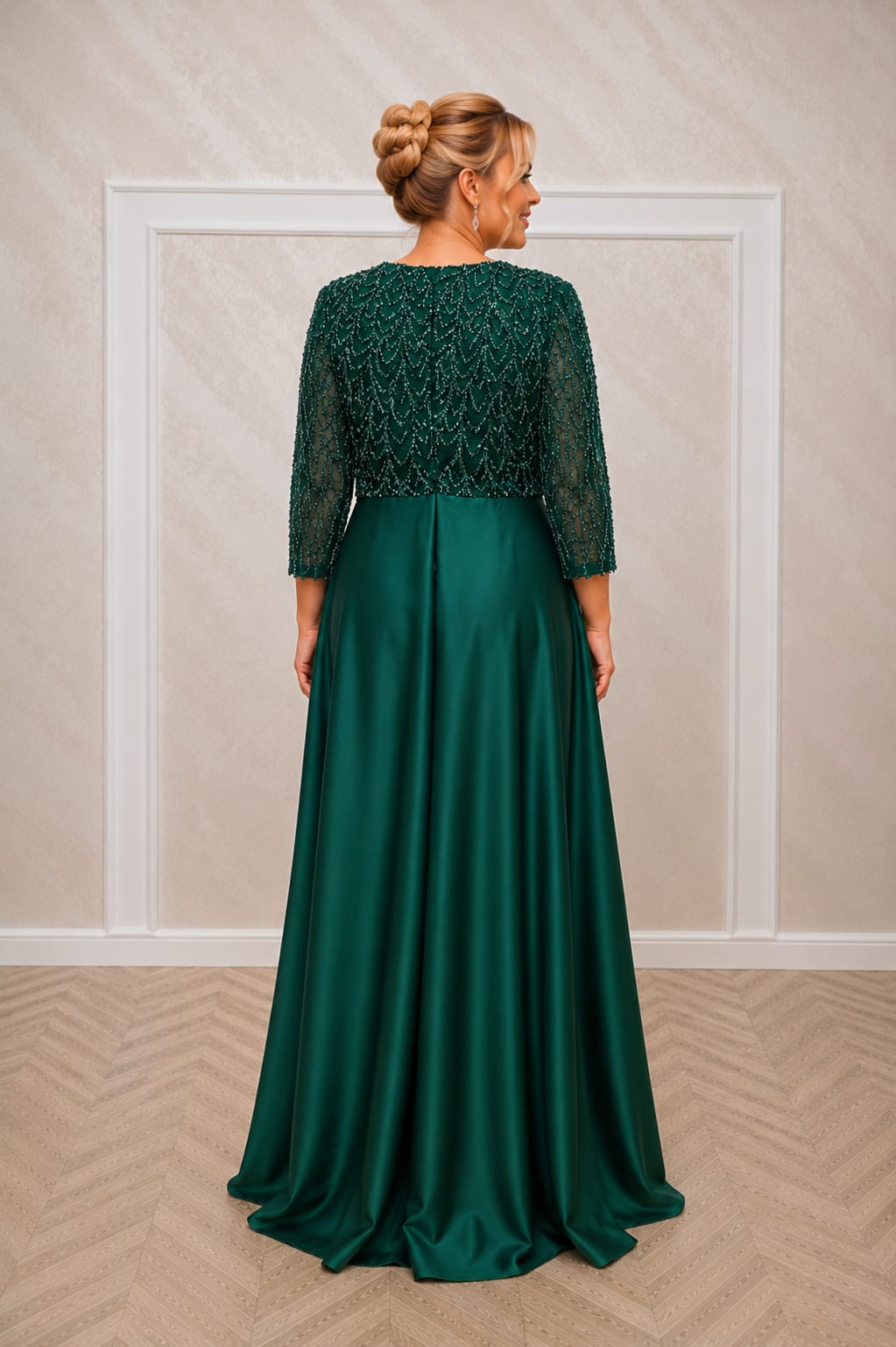 Rochia Chiara - rochie lunga pentru marimile plus size Verde Smarald sau Ciocolatiu