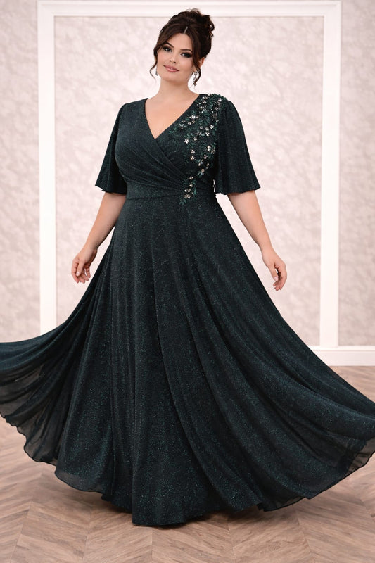 Rochia Dida – Rochie lunga din lurex pentru marimi plus size