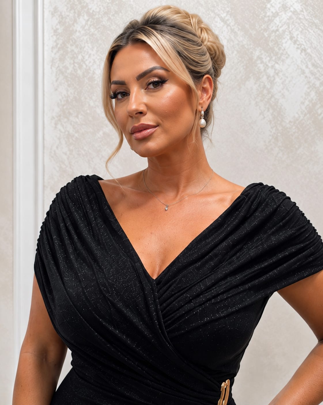 Rochia Malta – Rochie lunga de seara din lurex negru