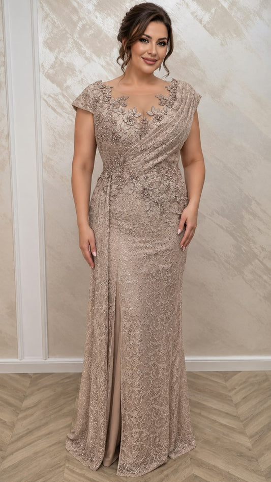 Danielle Lux - Rochie Lunga din Dantela cu Corset Reglabil