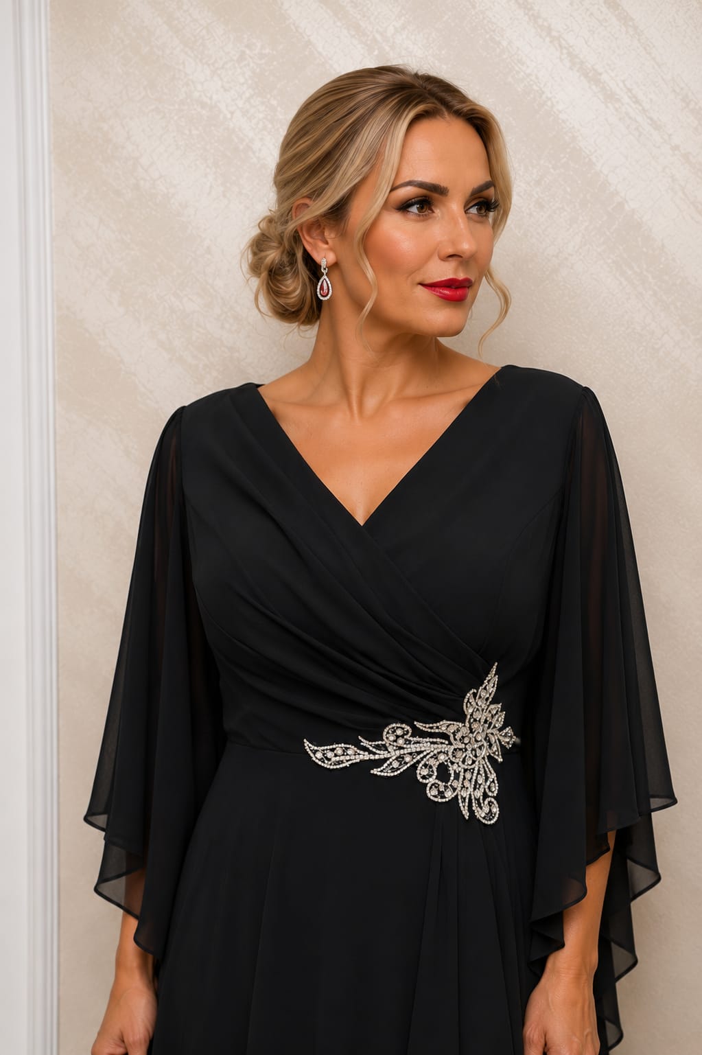 Rochia Monica – rochie eleganta din triplu voal pentru marimi plus size