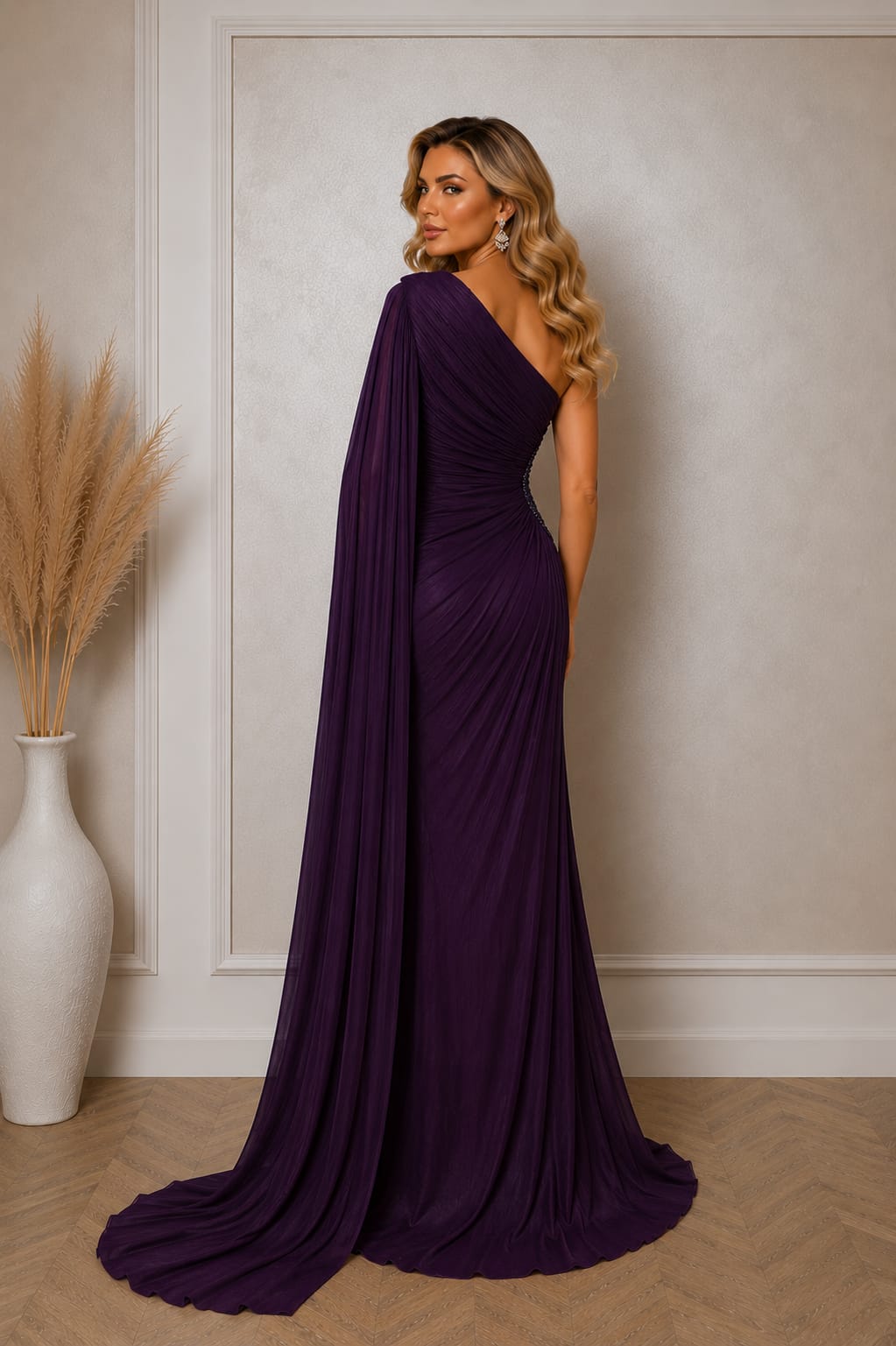 Rochia Desire – Rochie simpla dar eleganta diverse  nuante cu maneca tip esarfa din matase artificiala