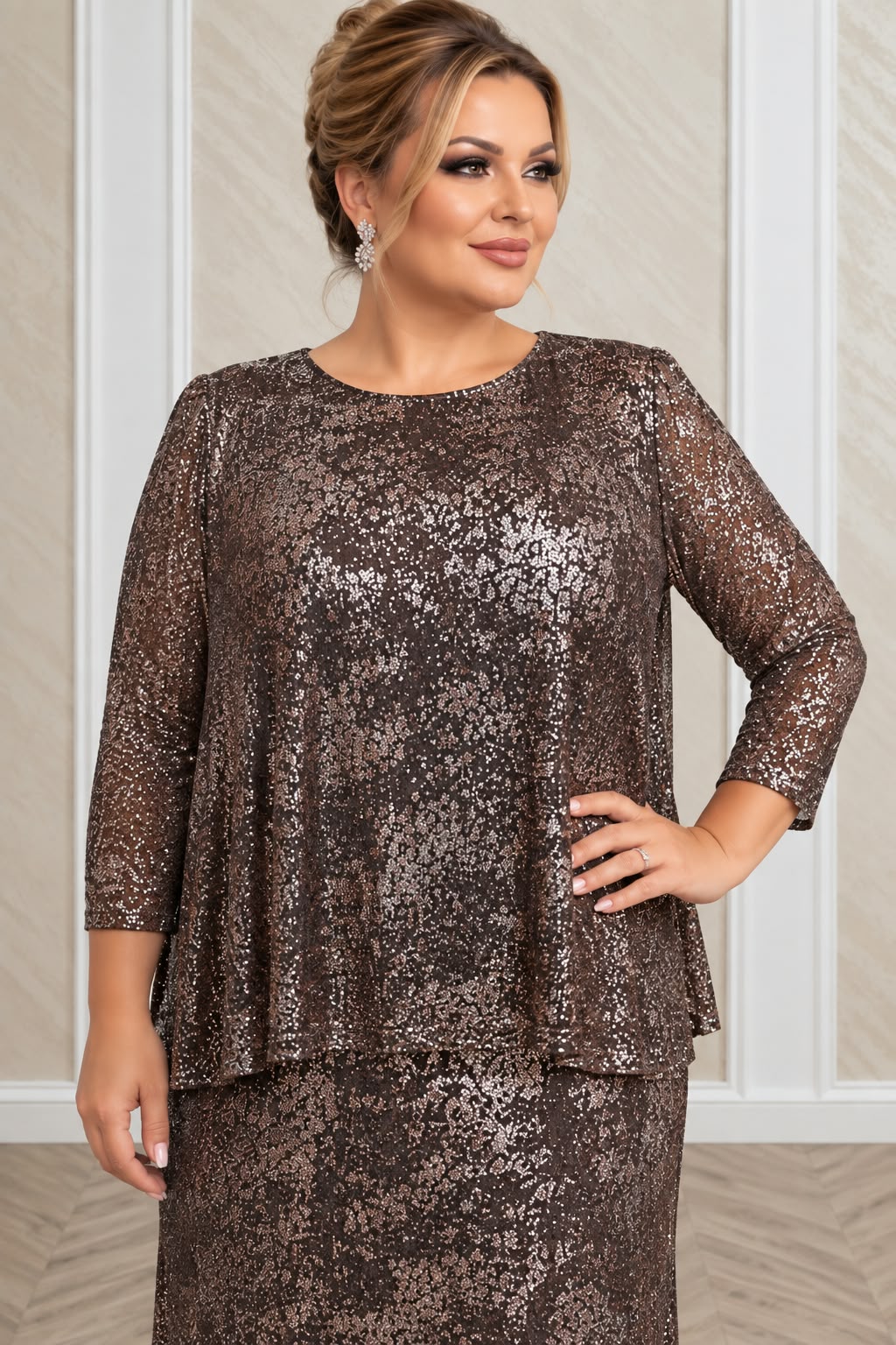 Rochie Matilda Lunga de Seara Marimi Mari - Ciocolatie