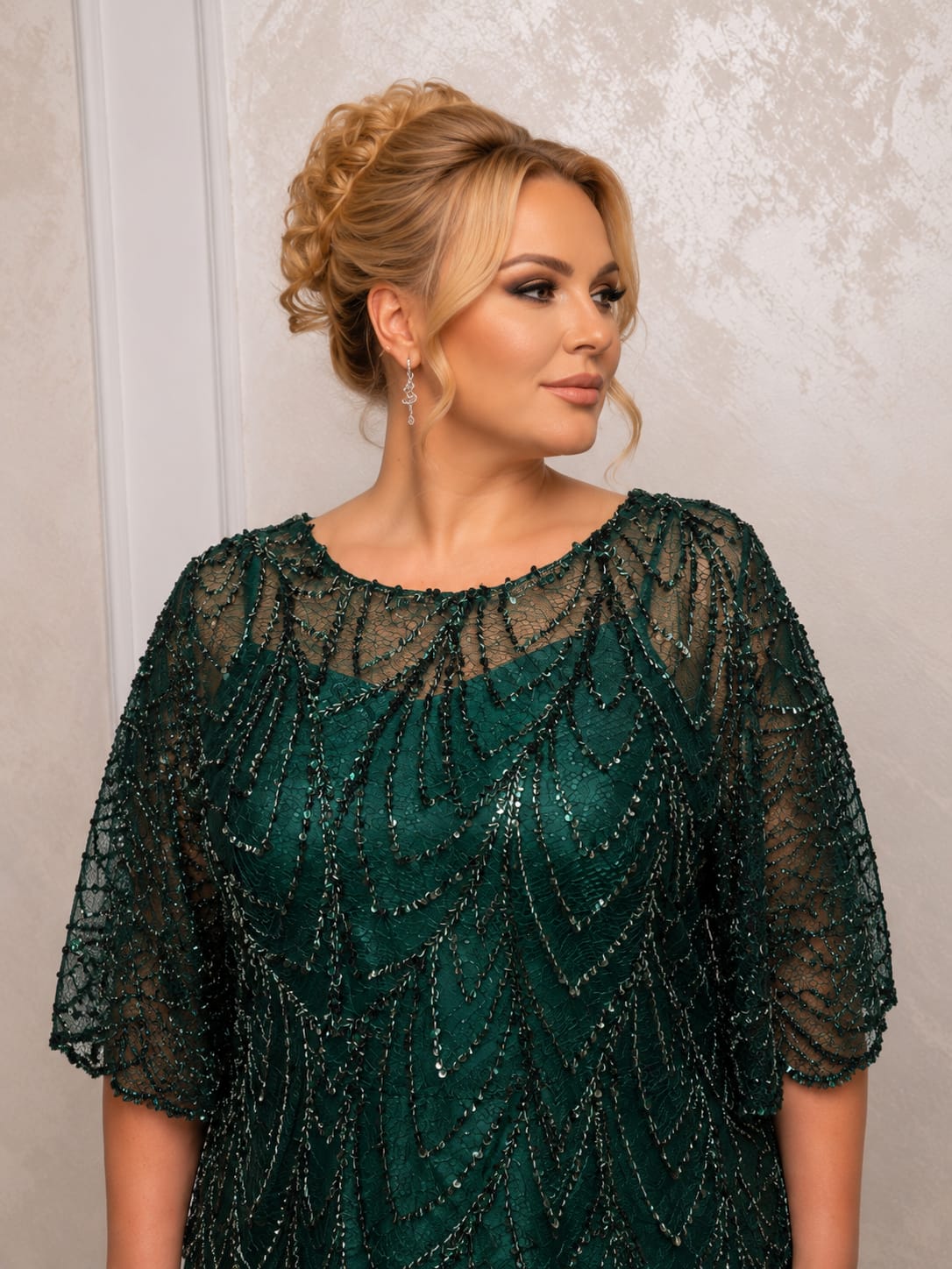 Rochia Morena - Rochie eleganta verde smarald pentru femei plus size