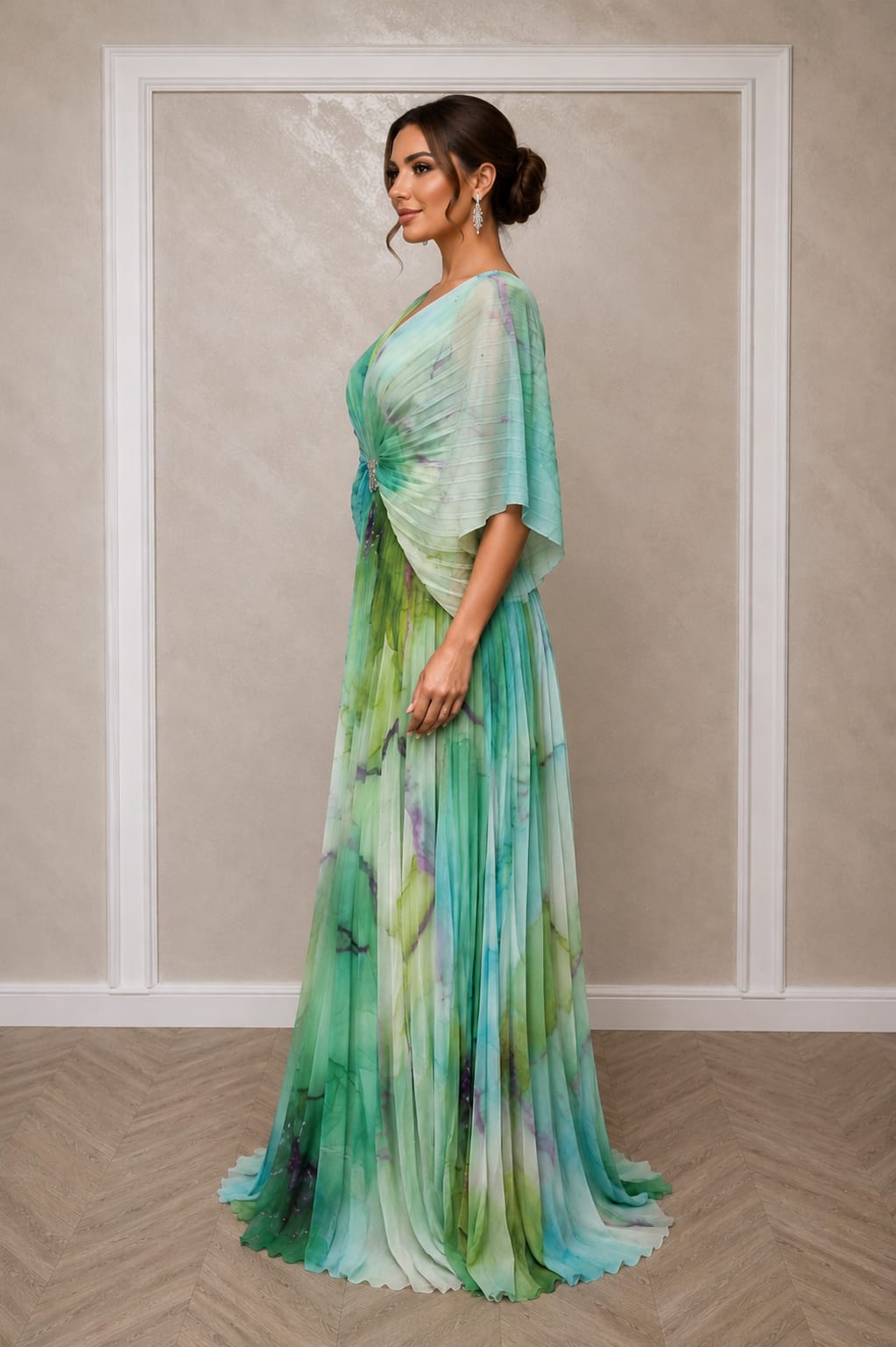 Rochia Flutur – Rochie eleganta vaporoasa din voal plisat pentru evenimente speciale