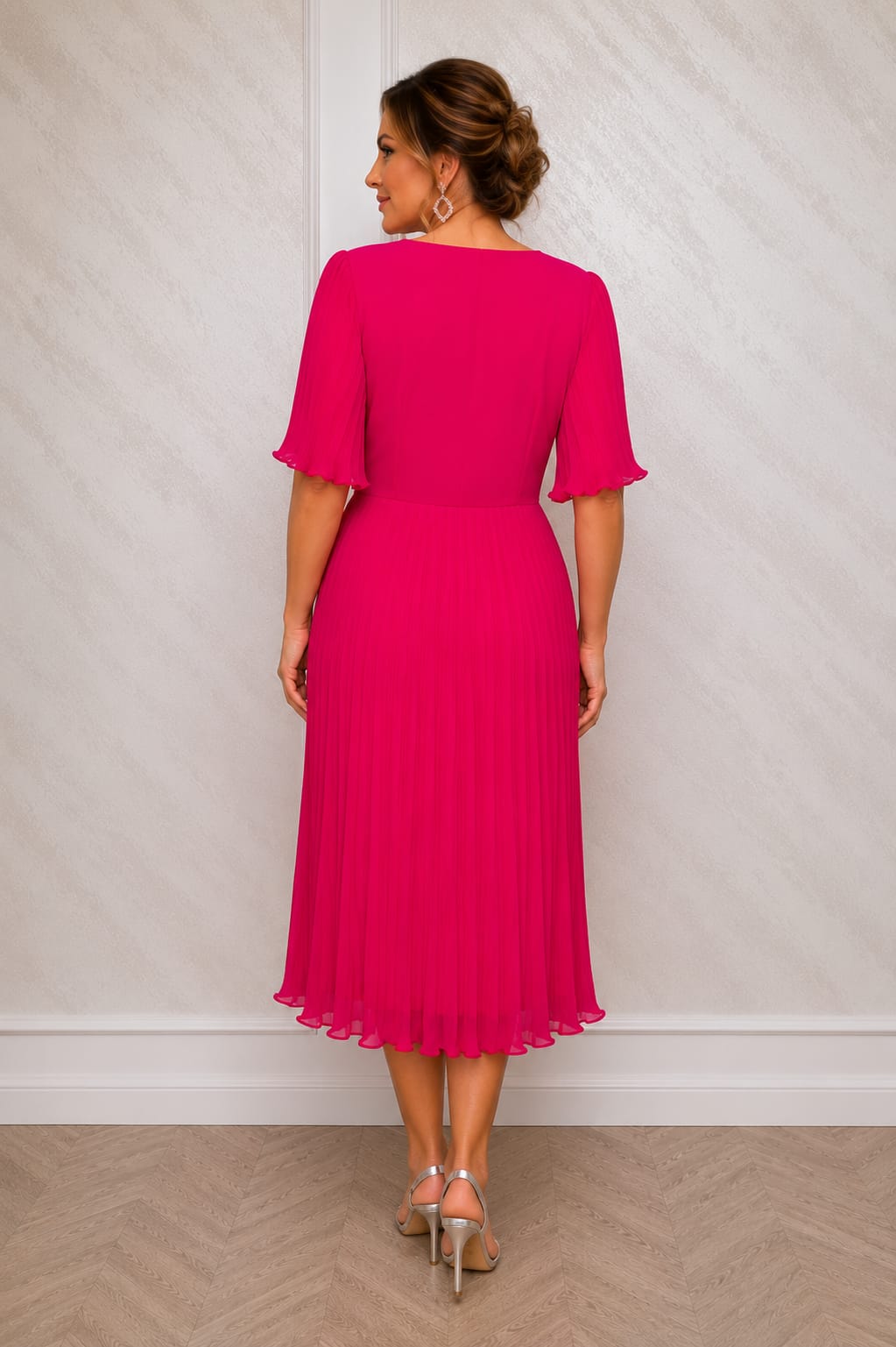 Rochia Caroleva Midi – Rochie eleganta din voal plisat, usoara si rafinata