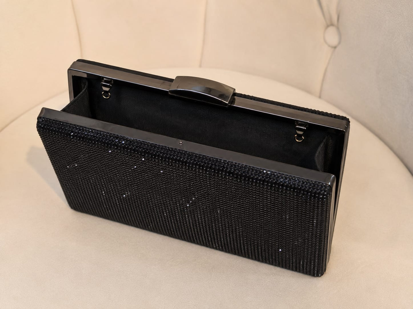 Geanta Clutch Neagra cu Strassuri