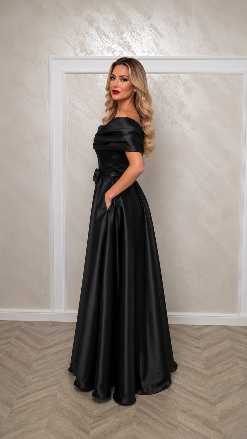 Rochia Serena – rochie din tafta premium reflexii sofisticate bordo-metalic si negru-metalic