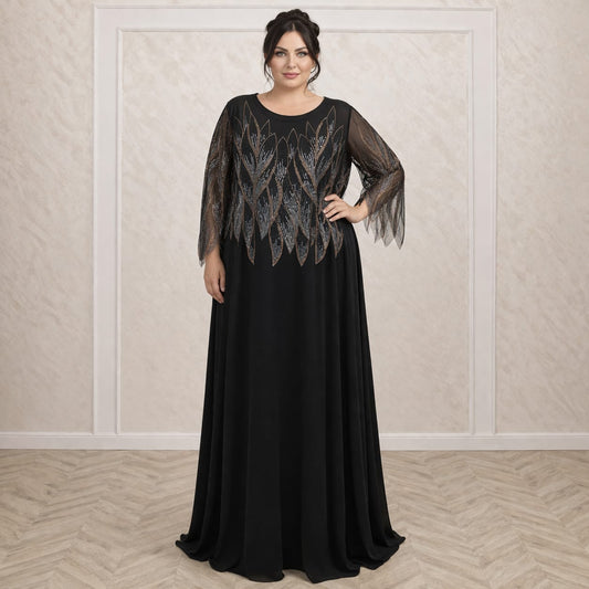 Rochia Bardot – Rochie lunga eleganta cu bolero detasabil pentru marimi mari