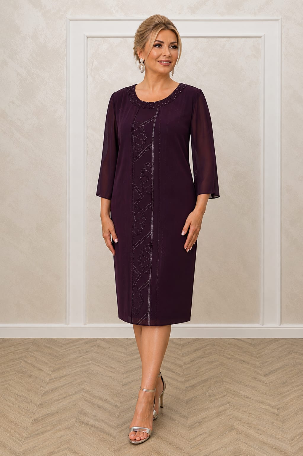 Rochia Midi -Rochie eleganta din voal Grena midi croi drept