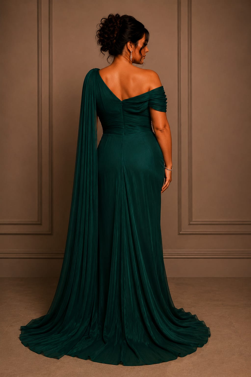 Rochia Mira – Rochie eleganta vaporoasa din matase artificiala pentru marimi plus size