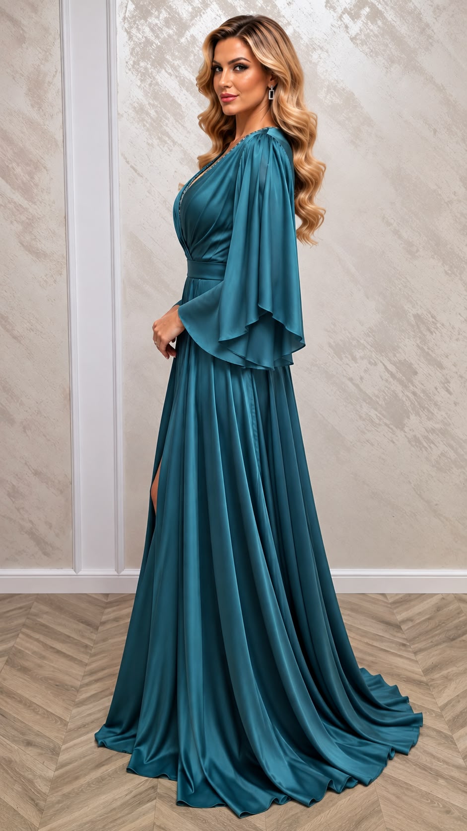 Rochia Diona Lux – rochie de seara lunga din satin cu fir de matase si cristale disponibila in 3 culori