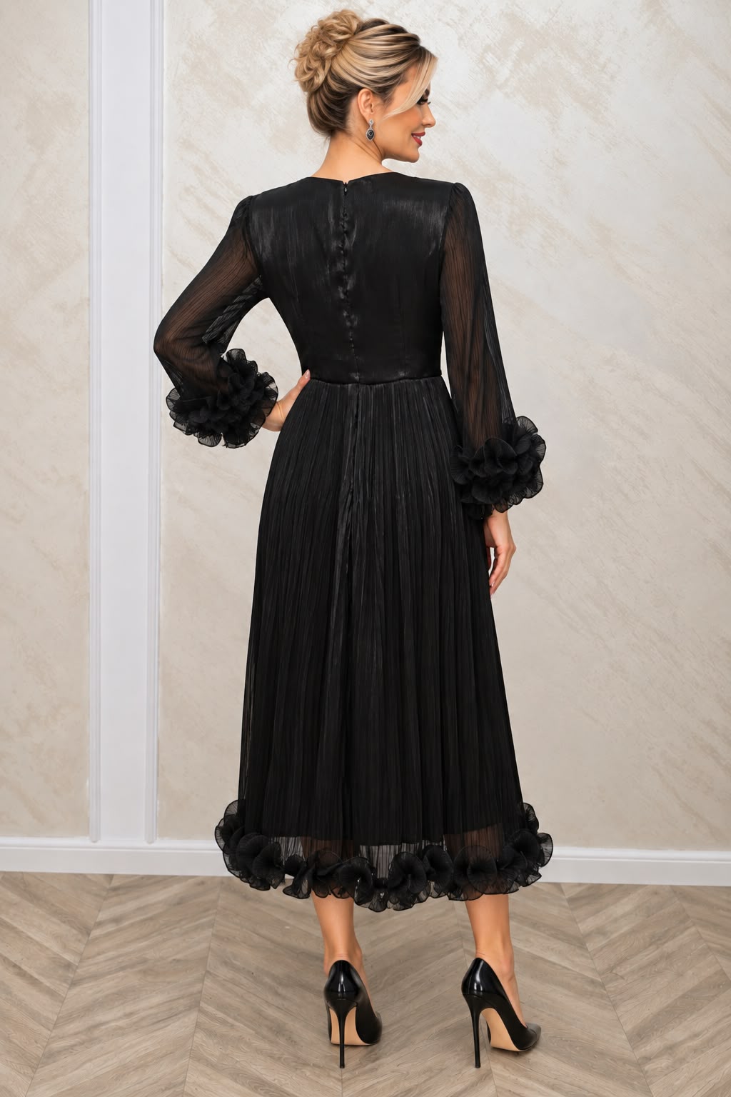 Rochie Nama midi verde petrol din matase organica