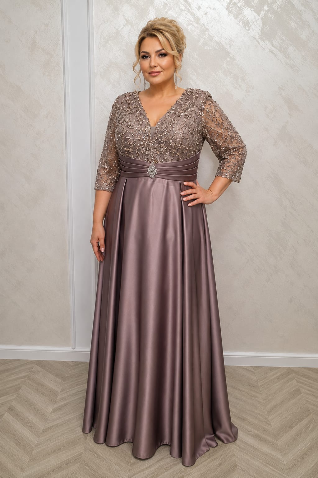 Rochia Chiara - rochie lunga pentru marimile plus size Capuccino sau Negru