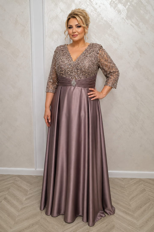 Rochia Chiara - rochie lunga pentru marimile plus size Capuccino sau Negru