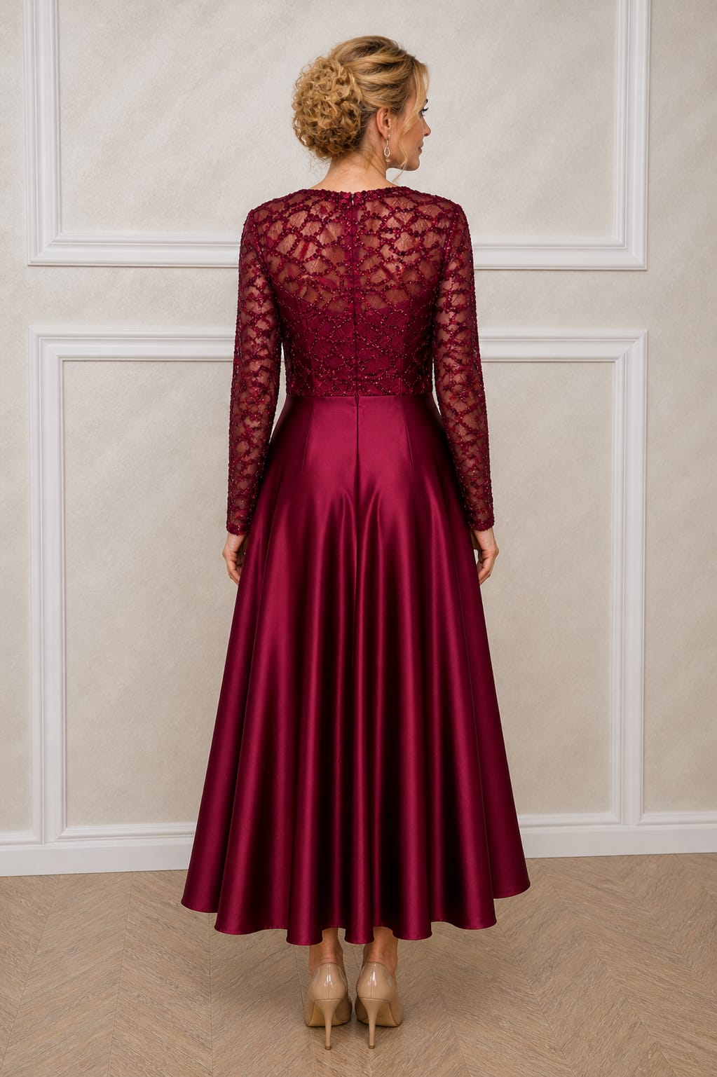 Rochia Dixi - rochie eleganta lungime midi cu maneci disponibila in 3 nuante