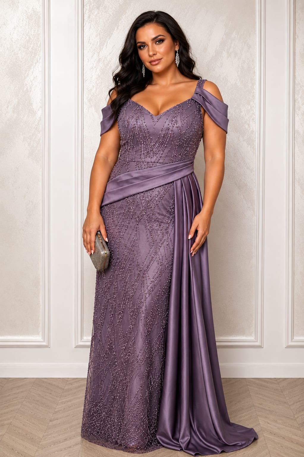Rochia Vina – Rochie lunga eleganta spectaculoasa din dantela cu perle si corset reglabil