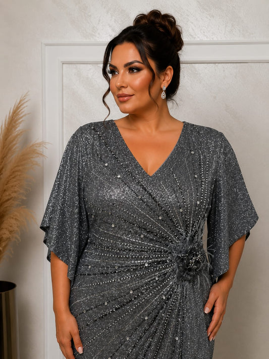 Rochia Cupra Midi – Rochie leganta stralucitoare cu efect cameleon potrivita atat pentru marimi medii cat si marimi plus size