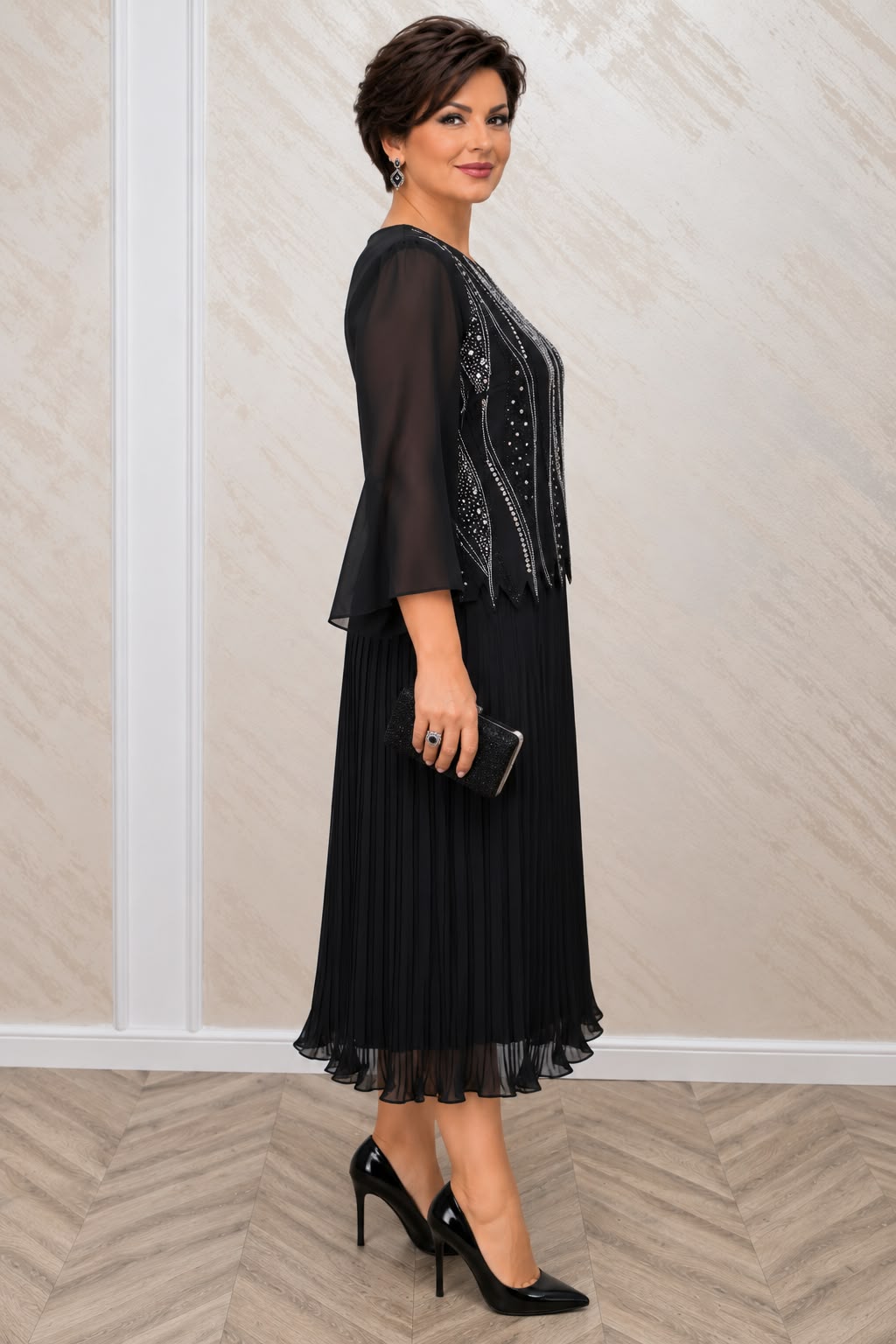 Rochie Teo Royal midi din voal cu cristale - marimi mar