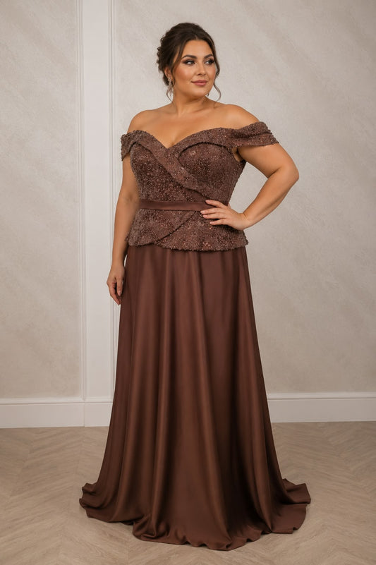 Rochia Donatela - Rochie lunga eleganta din tafta cu corset din dantela