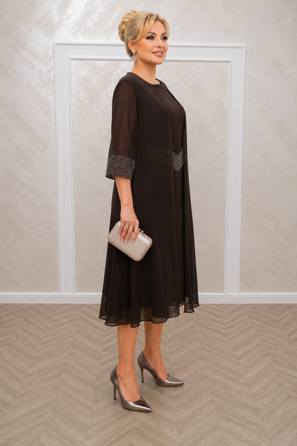 Rochie Barbara Midi -Rochie eleganta si rafinata pentru evenimente disponibila in 2 nuante