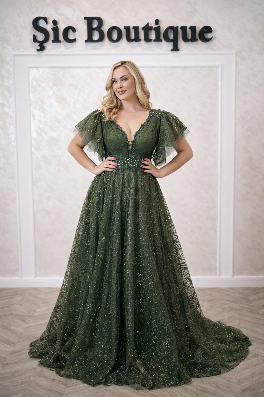 Rochia Printes – Rochie lunga  tip printesa, cu paiete si corset reglabil