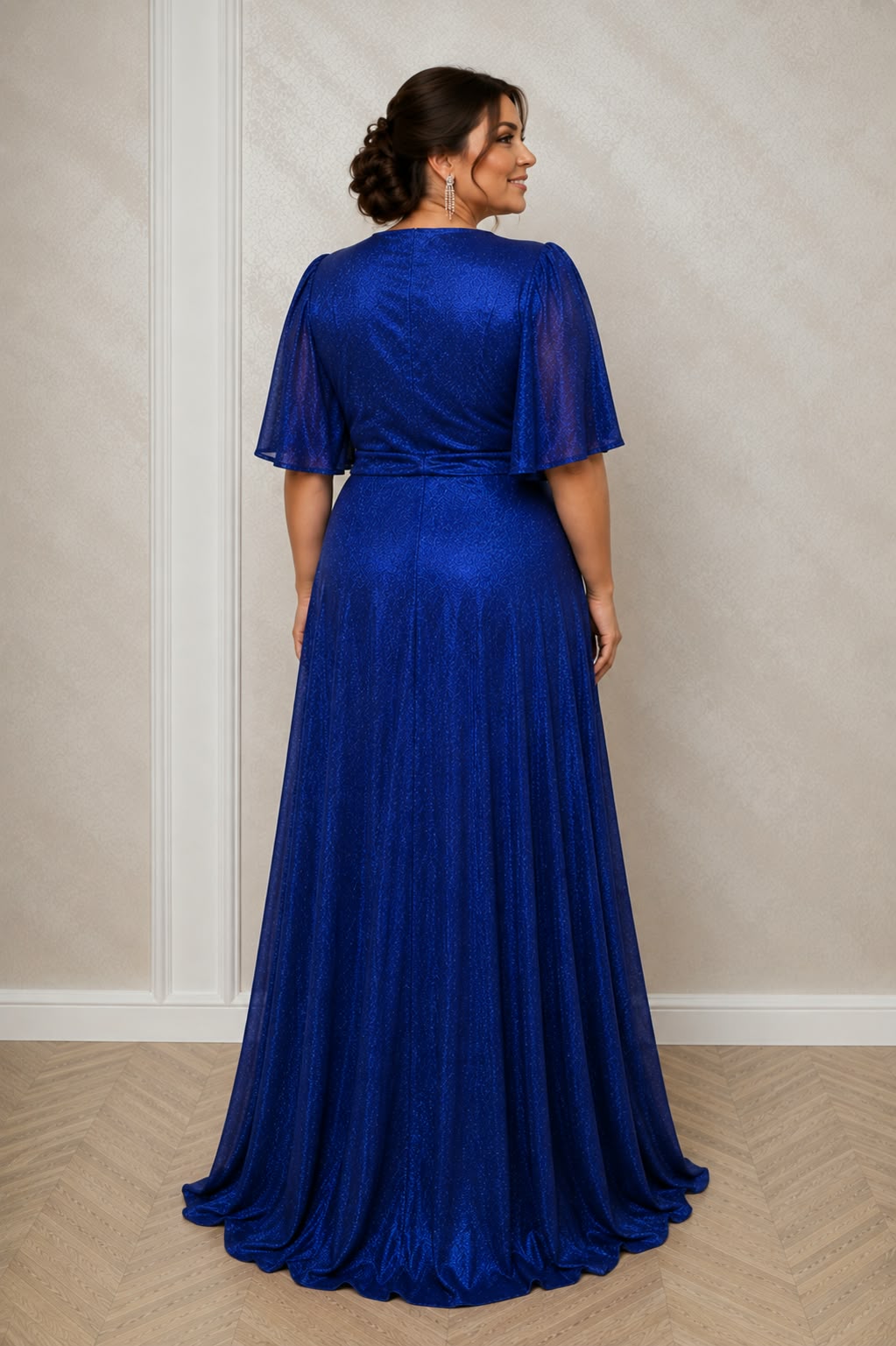 Rochie lunga eleganta marimi mari Dida din lurex cu dantela