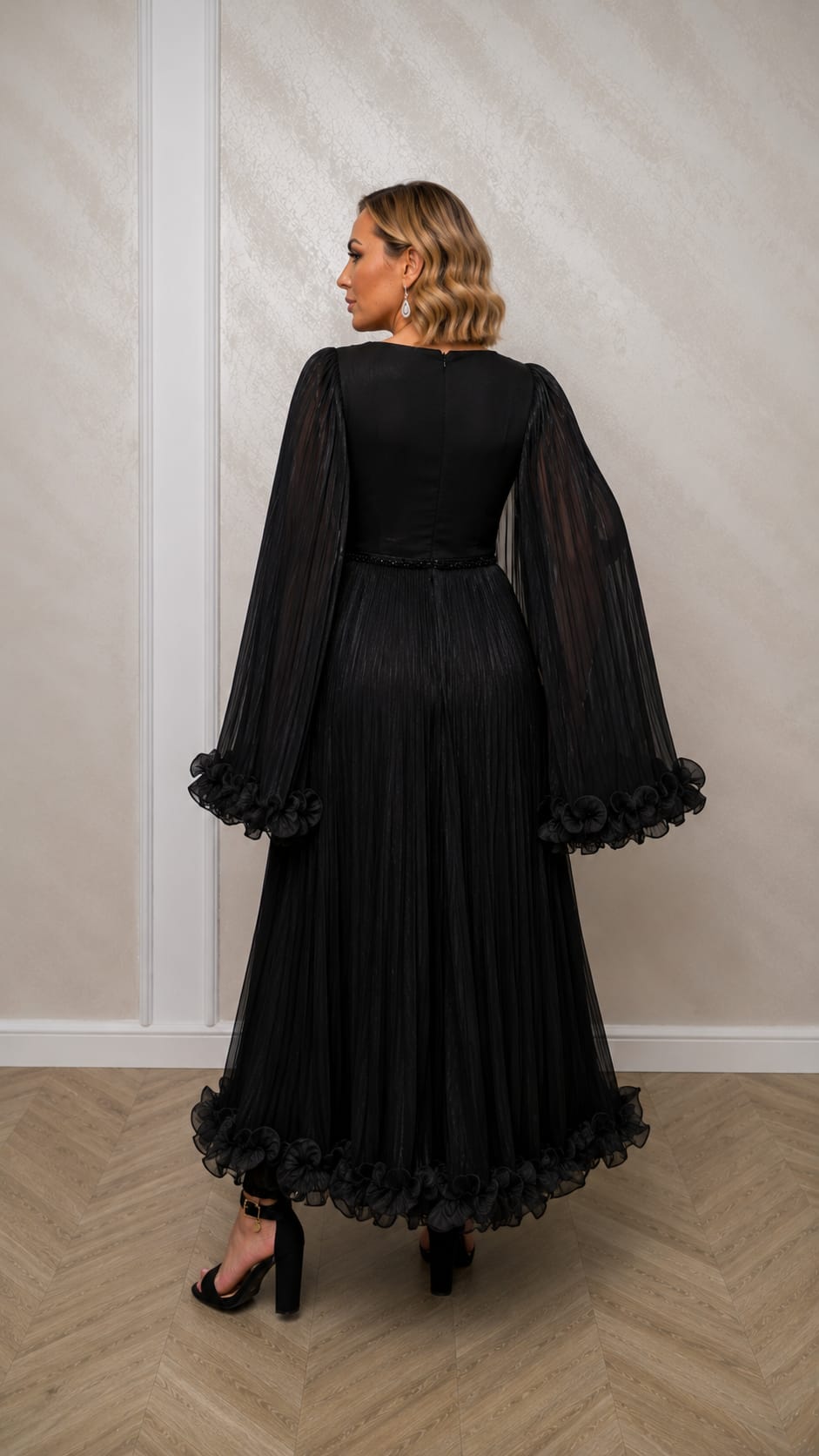Rochia Selecta - Rochie eleganta in mai multe nuante din matase artificiala cu maneci vaporoase