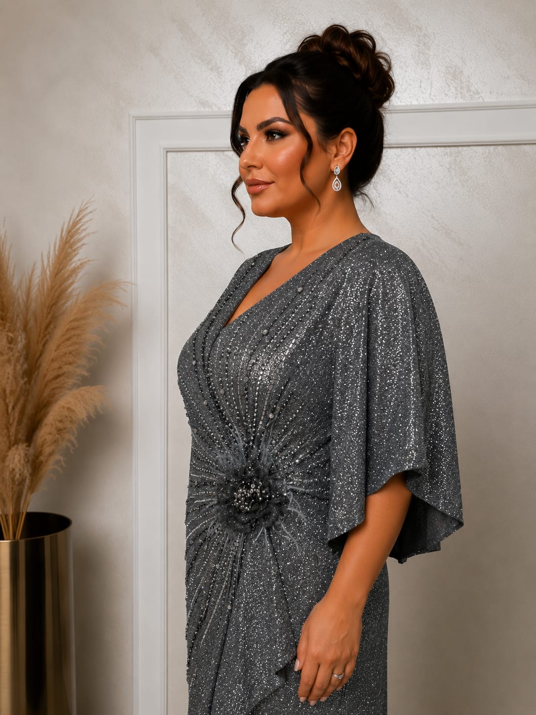 Rochia Cupra Midi – Rochie leganta stralucitoare cu efect cameleon potrivita atat pentru marimi medii cat si marimi plus size