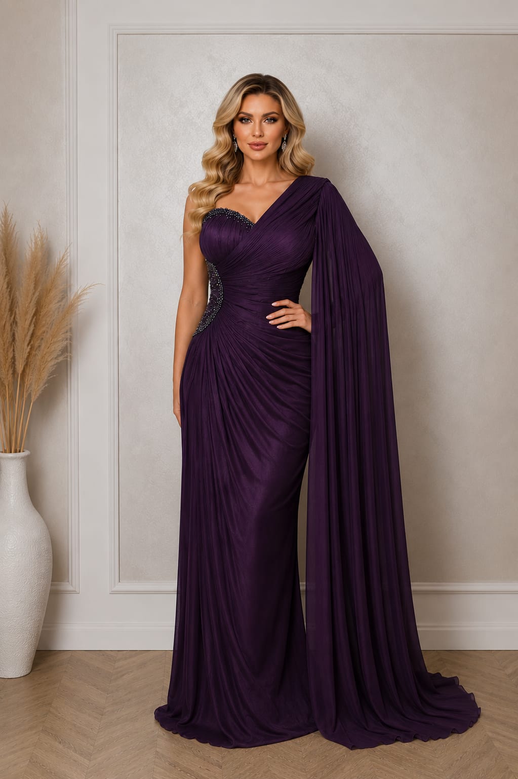 Rochia Desire – Rochie simpla dar eleganta diverse  nuante cu maneca tip esarfa din matase artificiala