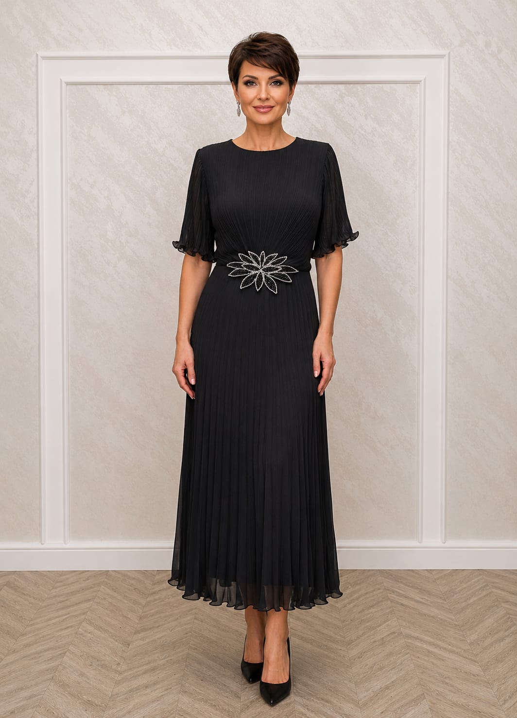 Rochia Dida Midi – Rochie eleganta din voal plisat, usoara si rafinata