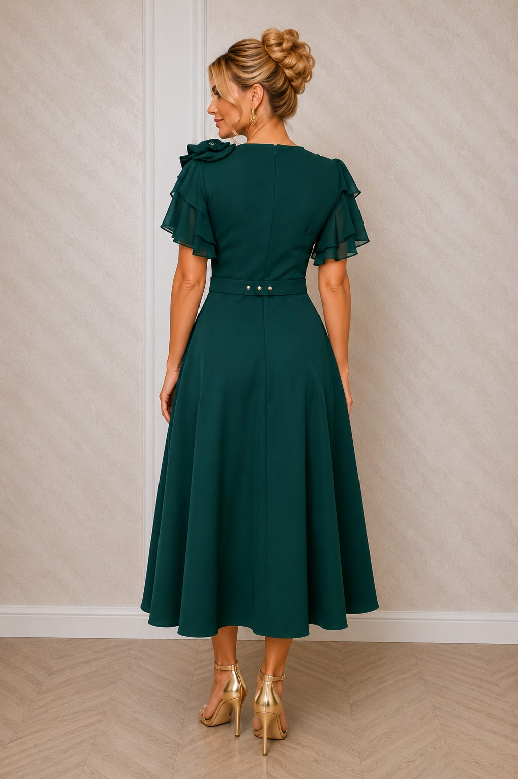 Rochia Irina – Rochie eleganta cu maneci din voal si buzunare