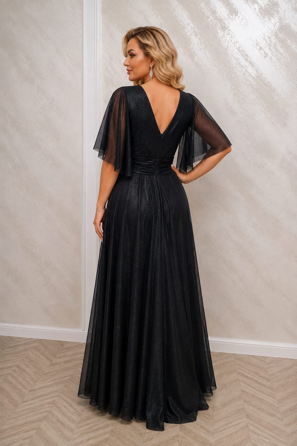 Rochie Doria  – Rochie lunga si usoara din voal sclipitor