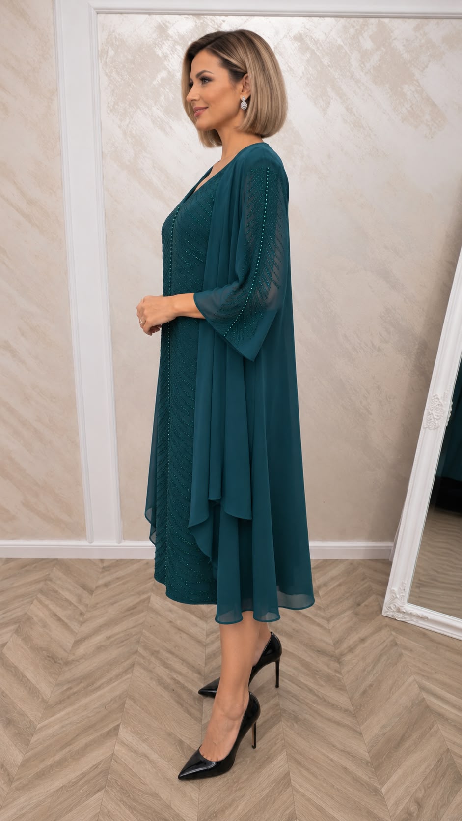 Rochie eleganta Verbina cu voal si aplicatii din cristale