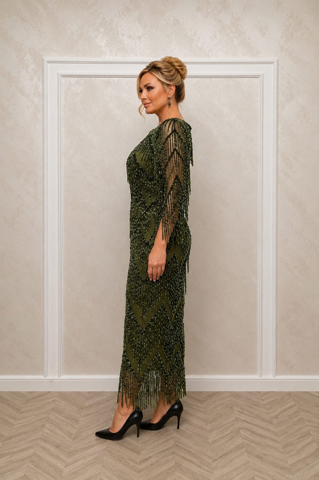 Rochia Mareza – Rochie eleganta din dantela paietata cu franjuri si efect spectaculos - 3 nuante