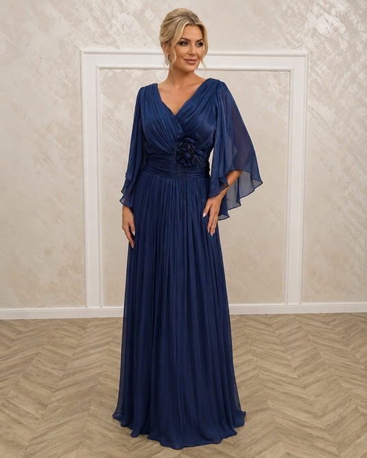 Rochia Aria - Rochie eleganta lunga din matase  artificiala cu slit pe picior