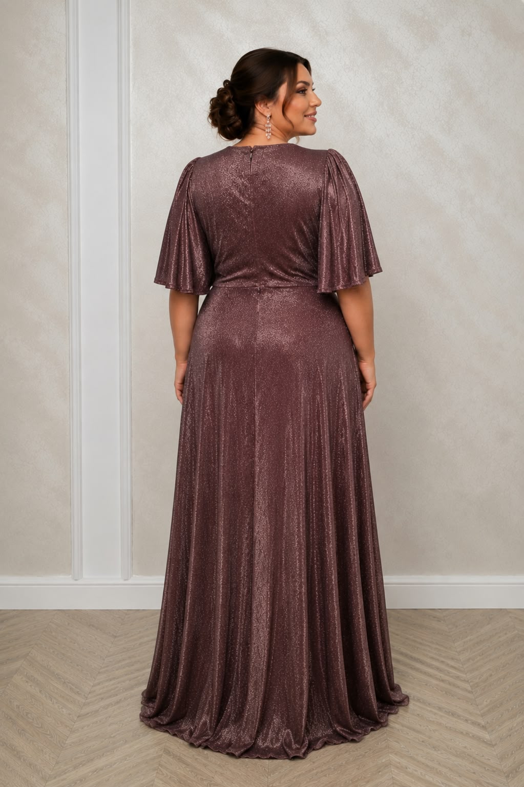 Rochie lunga eleganta marimi mari Dida din lurex cu dantela