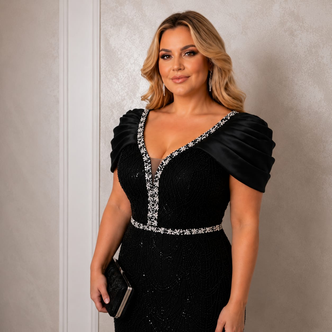 Rochia Aiana – rochie lunga eleganta cu corset reglabil si maneci off shoulder. Ideala pentru nunti , gale si evenimente premium.