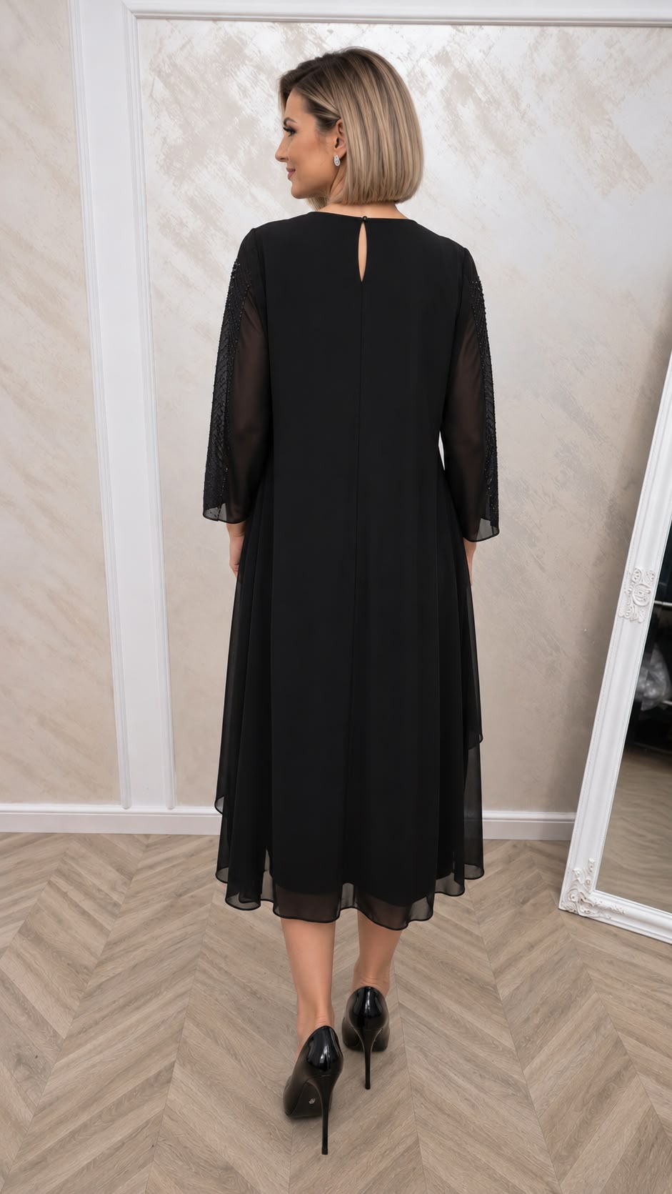 Rochie eleganta Verbina cu voal si aplicatii din cristale